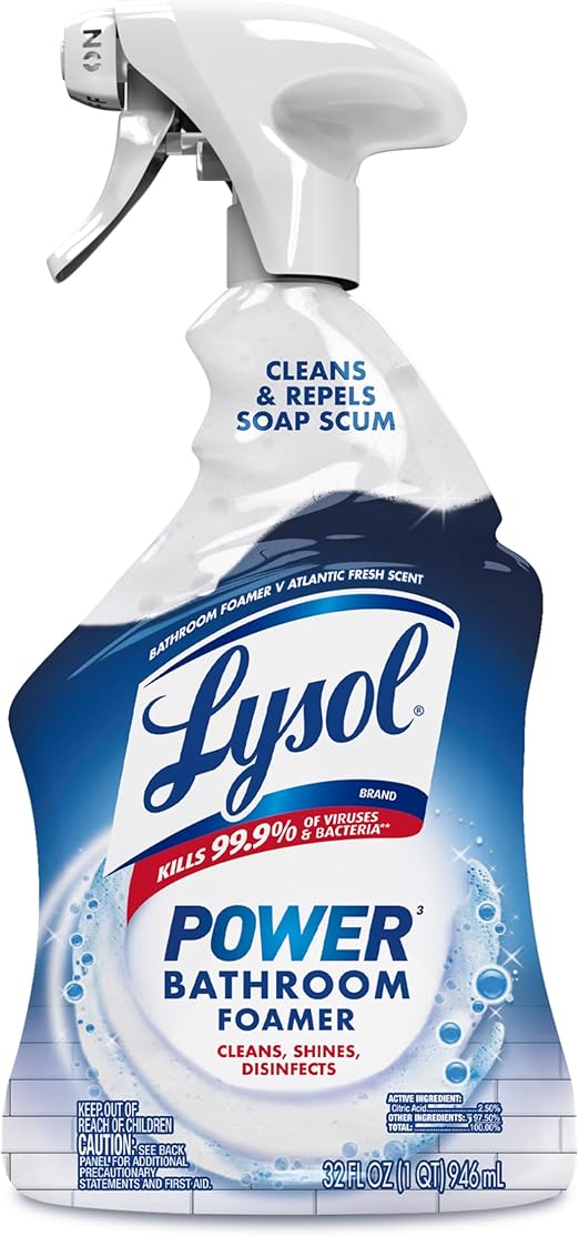 Lysol Power Foaming Bathroom Cleaner, Multipurpose Cleaner For Showers, Bathtubs, Sinks, Disinfectant Spray Kills 99.9% Of Germs, Zero Bleach Cleaning Spray, 32 Oz. Retailxpres