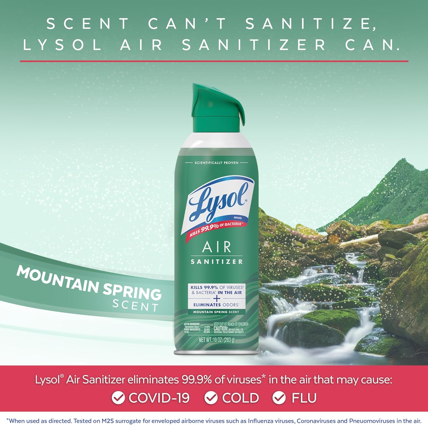 Lysol Air Sanitizer Spray with Odor Eliminator for Home & Office, Sanitizing Spray, Air Freshener Alternative, Mountain Spring Scent, 10 oz (Pack of 3) Retailxpres