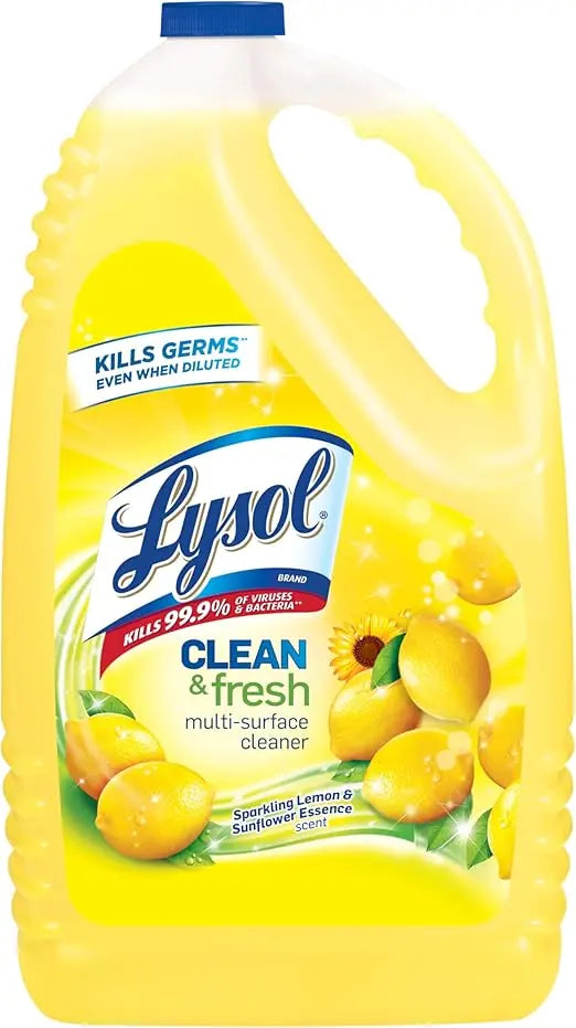 Lysol Multi-Surface Cleaner, Sanitizing and Disinfecting Pour, to Clean and Deodorize, Sparkling Lemon and Sunflower Essence, 144 Fl Oz Retailxpres