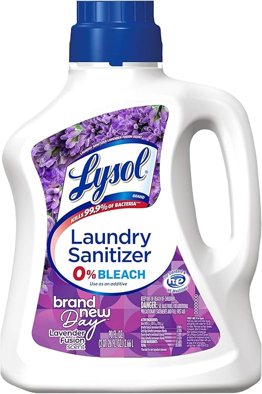 Lysol Disinfectant Laundry Sanitizer & Scent Booster, Laundry Detergent Additive, Color Safe Bleach Alternative, Laundry Odor Eliminator, Kills Bacteria & Viruses, Lavender Scent, 90 Fl Oz Retailxpres