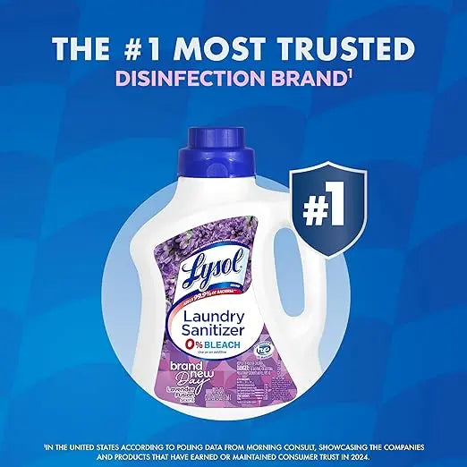 Lysol Disinfectant Laundry Sanitizer & Scent Booster, Laundry Detergent Additive, Color Safe Bleach Alternative, Laundry Odor Eliminator, Kills Bacteria & Viruses, Lavender Scent, 90 Fl Oz Retailxpres