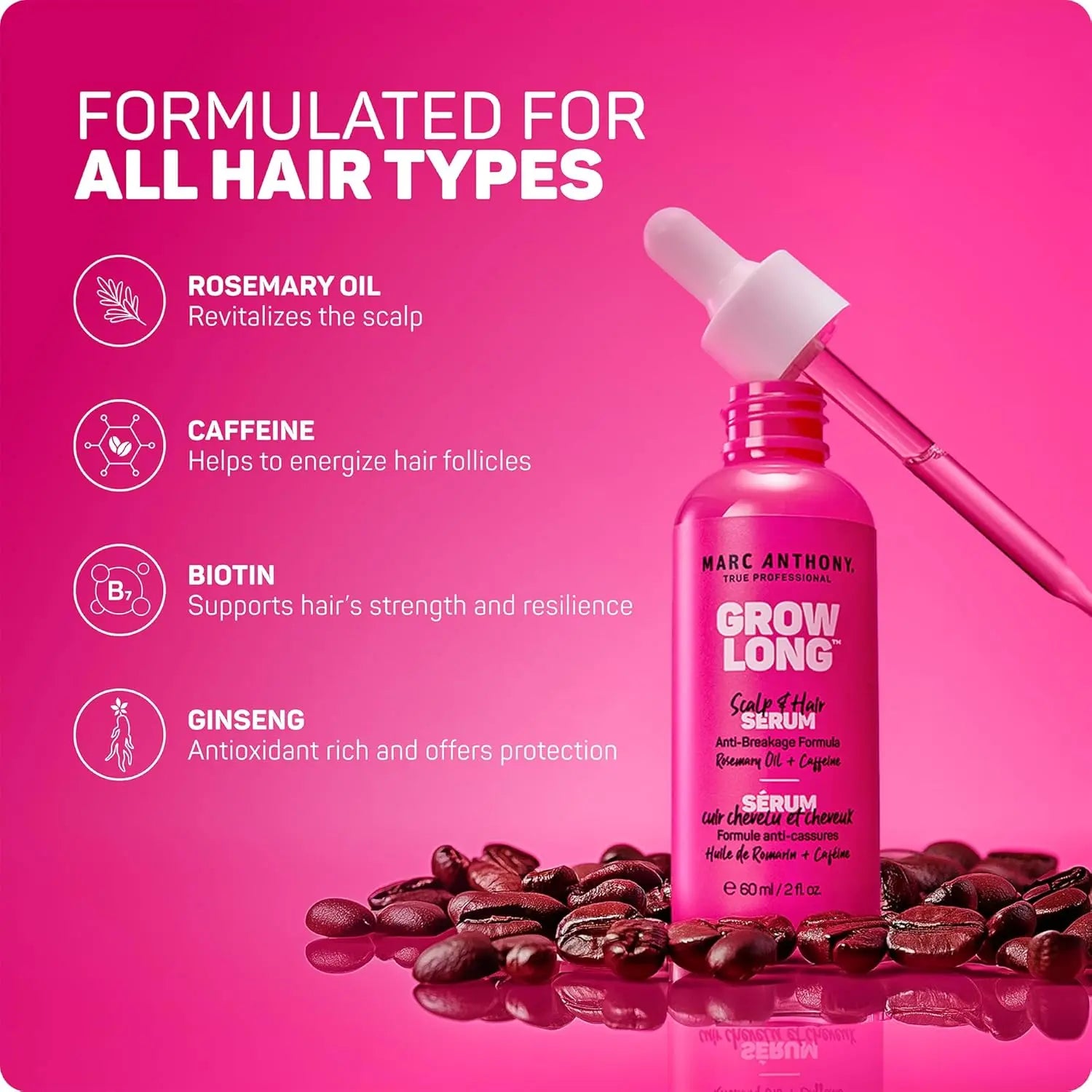 Marc Anthony Grow Long Scalp & Hair Serum - Anti-Breakage Formula Nourish, Strengthen & Hydrate Scalp & Hair Follicles - Natural Shine & Fuller-Looking Hair Strands from Root to Tip, 2 fl oz IFELSHOP