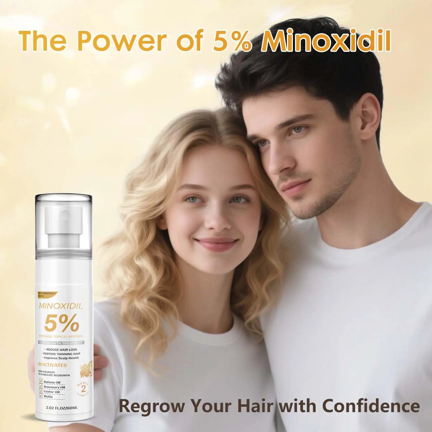 Minoxidil for Men and Women, Hair Growth Biotin Serum with Batana and Rosemary for Hair Beard Regrowth Treatments Extra Strength Hair Loss Solution, Clinically Proven to Regrow Thicker Ifelshop