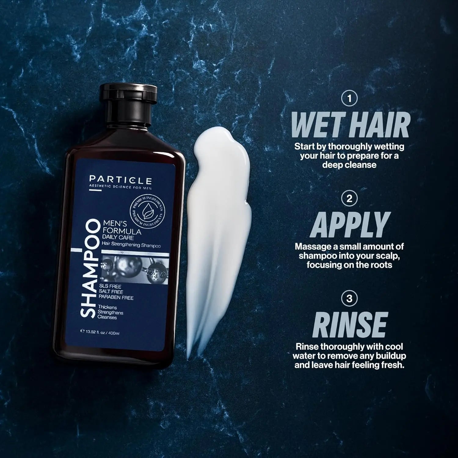 Particle Hair Thickening Shampoo for Men, Men’s Shampoo, Cleansing Formula Made with Biotin, Capixyl, Redensyl, Ginseng and Green Tea Extract for Hair Strength Support, Paraben Free, 400 mL Ifelshop