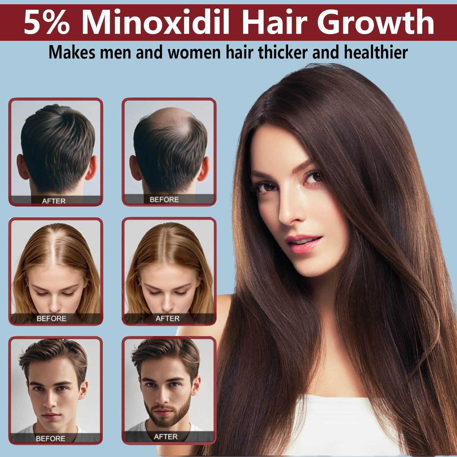 5% Minoxidil Hair Growth Cream for Men and Women Extra Strength Topical Treatment for Thicker Fuller Hair 2 Bottles Ifelshop