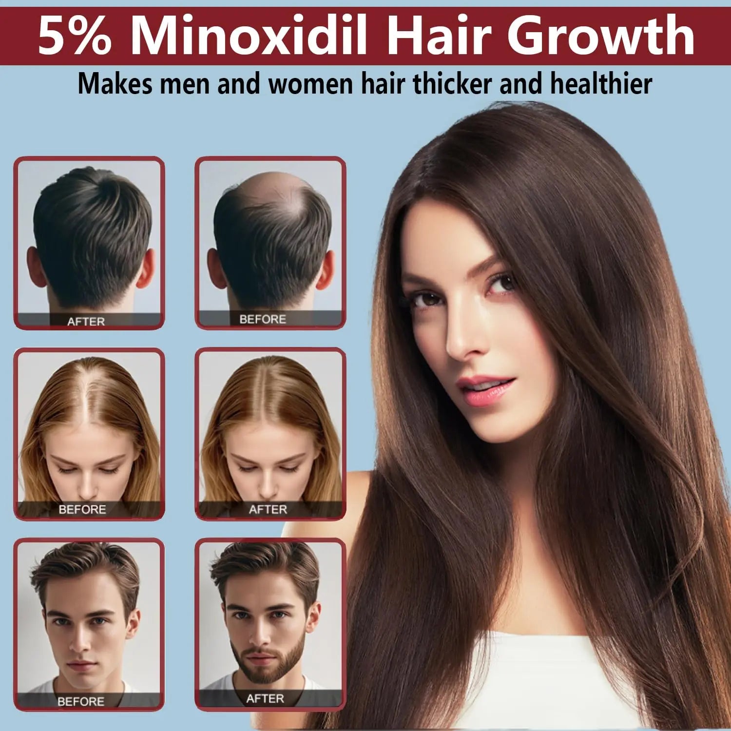 5% Minoxidil Hair Growth Cream for Men and Women Extra Strength Topical Treatment for Thicker Fuller Hair 2 Bottles Ifelshop