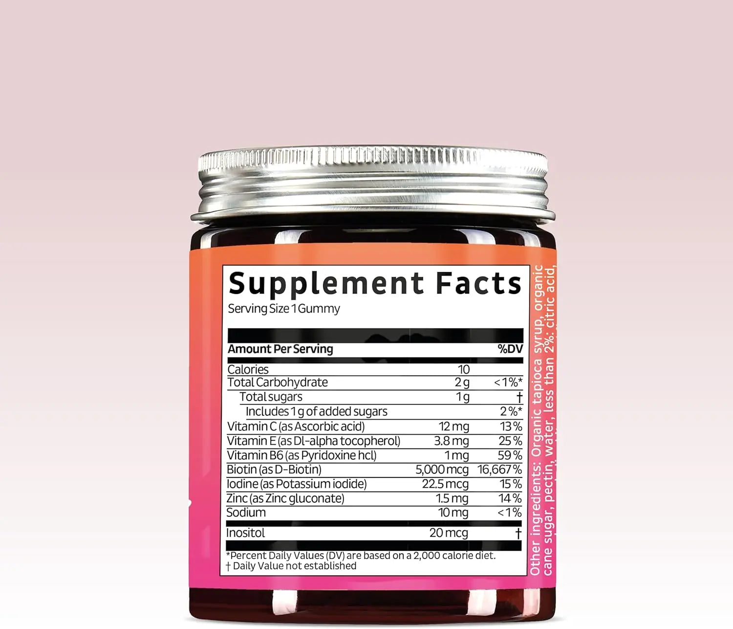 Biotin Gummies for Hair, Skin & Nails. 5,000 mcg High Potency Vegan Vitamins for Faster Hair Growth, Stronger Nails & Healthy Skin. with Vitamins C & E, 60 Gummies Ifelshop