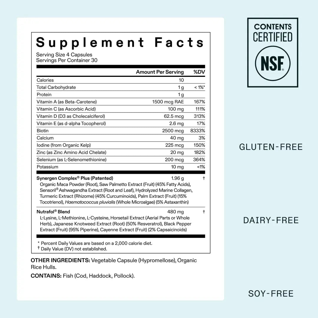 Nutrafol Women’s Balance Hair Growth Supplements – Hormone-Targeted Formula for Women 45+, Supports Thicker Hair - 2 Month Supply, 2 Refill Pouches Ifelshop