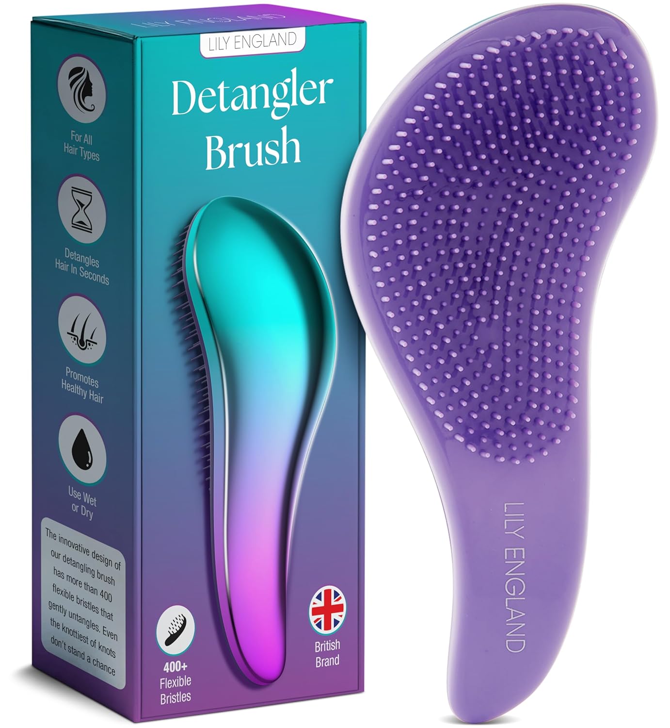 Lily England Detangling Brush – Gentle Detangler Hair Brush for Curly, Thick, Straight and Natural Hair, Flexible Bristles Ifelshop