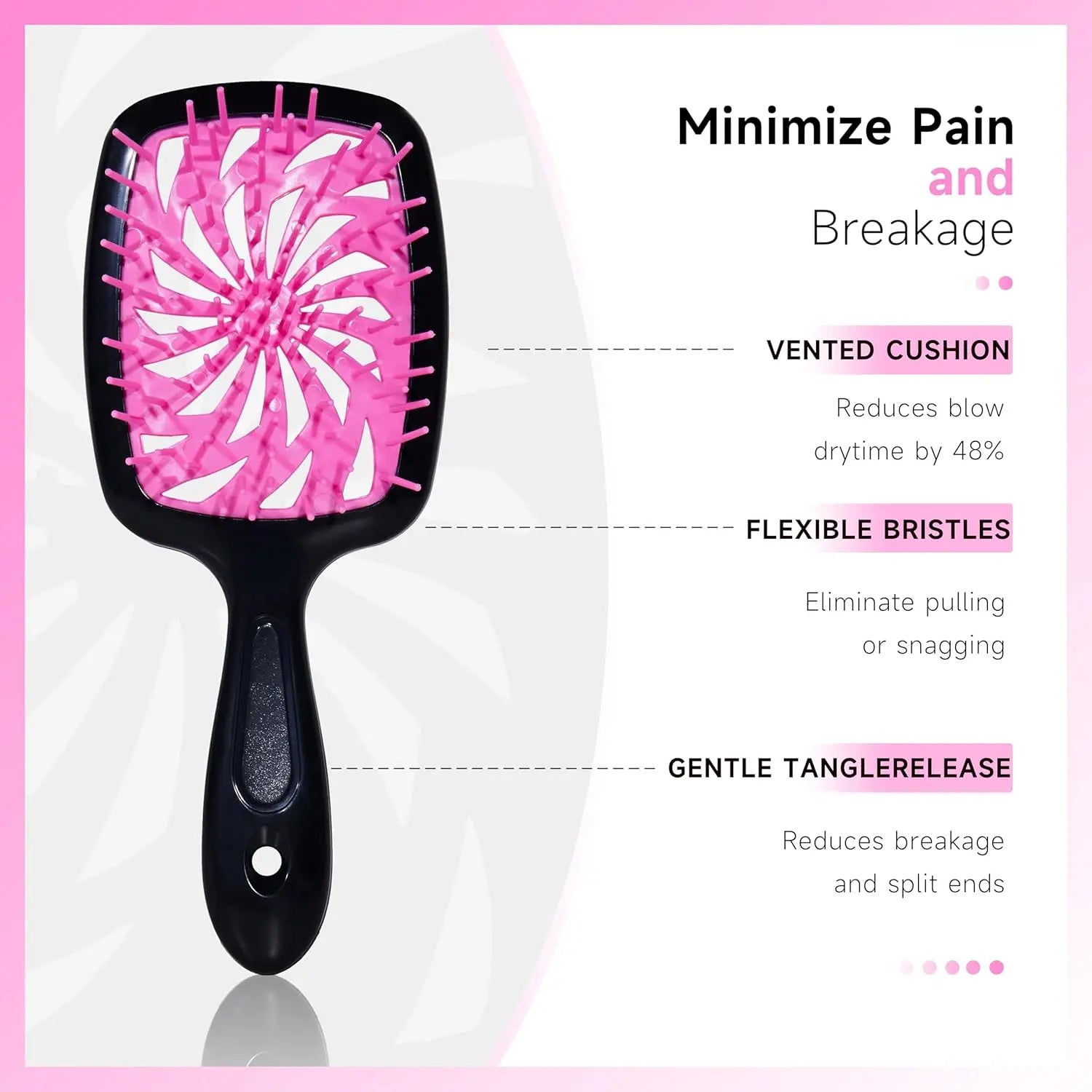 11 Pcs Hair Brush Set with Detangling Hair Brush and Spray Bottle – Smooth Hairbrush Set for Toddlers, Adults and Children, Wet and Dry Hair, Pink IFELSHOP