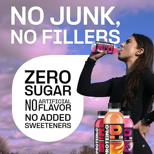 Protein2o Hydration Drink - 2-in-1 Liquid Clear Whey Protein Isolate and Electrolyte Drink - 15g Protein, Vitamins B5, B6 - Post-Workout Recovery - 16.9 Fl Oz - 12 Count Flavor Fusion Variety Pack Retailxpres