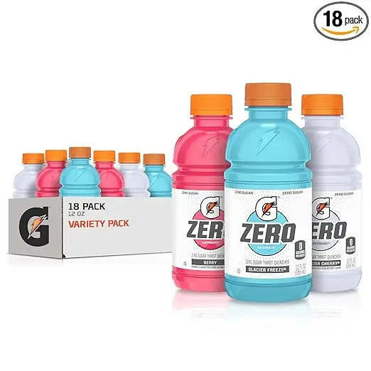 Gatorade G Zero Sports Drink, Glacier Freeze, Glacier Cherry, Berry Variety Pack, 12 Fl Oz (Pack of 18) Retailxpres