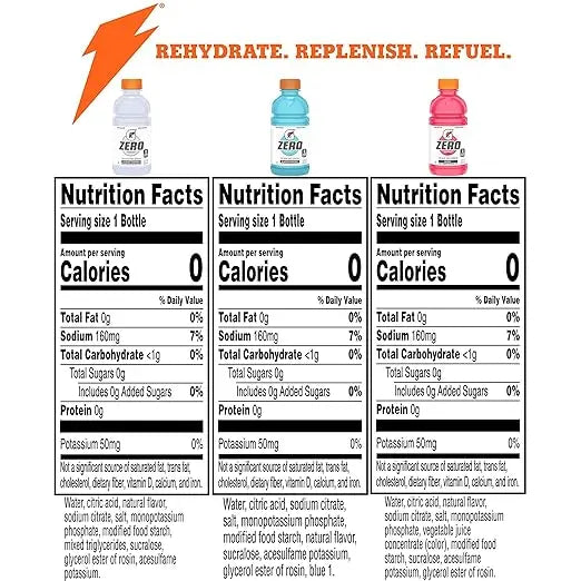Gatorade G Zero Sports Drink, Glacier Freeze, Glacier Cherry, Berry Variety Pack, 12 Fl Oz (Pack of 18) Retailxpres