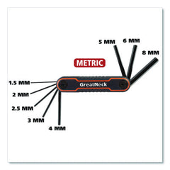 Great Neck Hex Key Fold-Up Tool Set, Two-Piece, Metric/SAE, Black-Oxide/Blue (SAE), Black-Oxide/Red (Metric) (GNS74205) Retailxpres