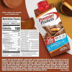 Premier Protein Protein Shake, Chocolate Peanut Butter, 30g Protein, 1g Sugar, 11 fl oz Pack of 12 Retailxpres