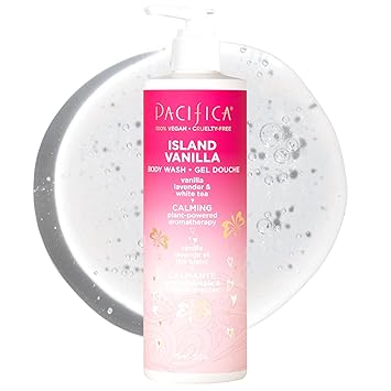 Pacifica Island Vanilla Body Wash Aloe + Hyaluronic Acid, Daily Cleansing, Bath & Shower Gel, Essential Oils, Clean, Vegan + Cruelty & Paraben Free, Clean Beauty Vegan Dermatologist Tested, 12 Fl Oz Retailxpres