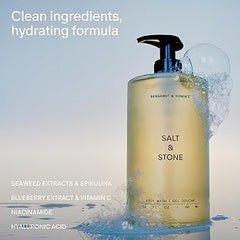Salt & Stone Body Wash with Antioxidants for Deep Moisture | For Women & Men, Sulfate, Paraben, & Dye Free, Leaving Skin Soft and Hydrated | Bergamot & Hinoki 15.2 fl oz Retailxpres