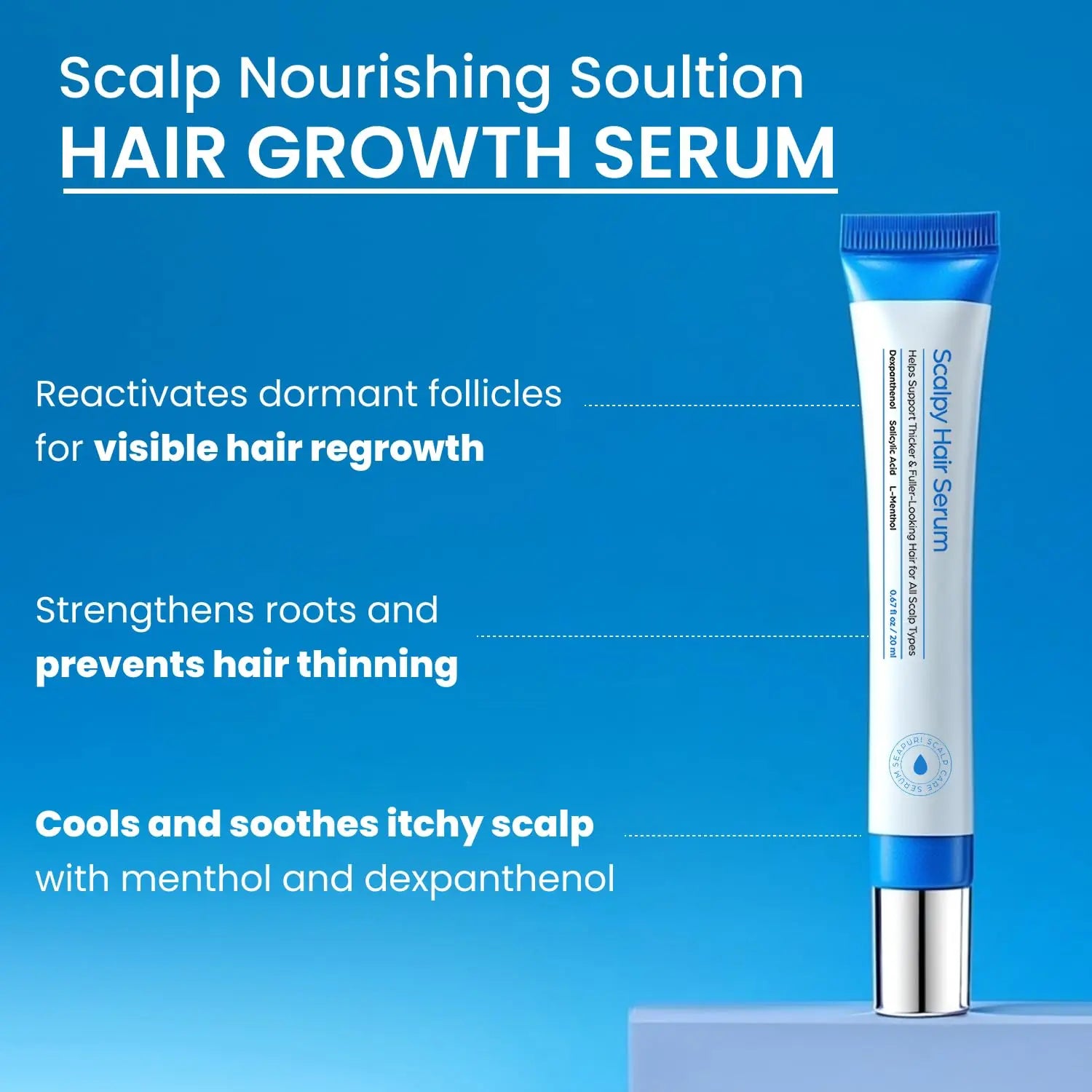 Scalpy Hair Growth Serum for Men & Women - Scalp Treatment for Hair Loss & Thinning with Salicylic Acid, Menthol & Dexpanthenol, Non-Greasy Ifelshop