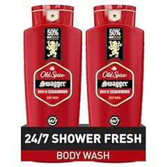Old Spice Refreshing Body Wash for Men, 3X Defense, 24/7 Shower Fresh with Long Lasting Scent, Red Collection, Swagger with Cedarwood Scent, 24 oz (Pack of 2) Retailxpres