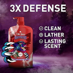 Old Spice Cleansing Body Wash for Men, 3X Defense, 24/7 Shower Fresh with Lasting Scent, 2-in-1 Body & Face Wash, NightPanther with Rich Warm Scent, 33.4 oz Retailxpres