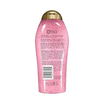 OGX Sensitive + Rose Water & Pink Sea Salt Exfoliating Body Scrub + Rose Quartz, Gentle Exfoliating Daily Body Wash Softens Skin, Body Scrub for Women, Sulfate-Free Surfactants, 19.5 fl oz Retailxpres