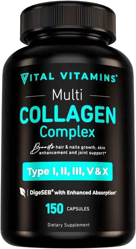 Vital Vitamins Multi Collagen for Women and Men Type I II III V X Grass Fed Non GMO 150 Capsules Ifelshop