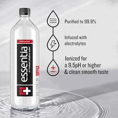 Essentia Water Bottled, Ionized Alkaline Water:99.9% Pure, Infused With Electrolytes, 9.5 pH Or Higher With A Clean, Smooth Taste, 1 Litre (Pack of 12) Retailxpres