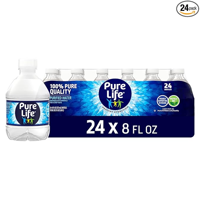 Pure Life Purified Water Bottles, 24 Pack - Still Bottled Water Enhanced with Minerals for a Crisp Taste, Plastic Bottles - 8 Fl Oz Retailxpres
