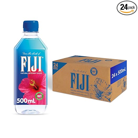 FIJI Natural Artesian Bottled Water 500mL / 16.9 Fl Ounce (Pack of 24) - 100% Natural Electrolytes Retailxpres