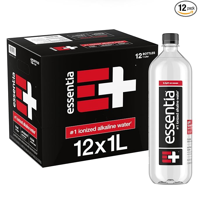 Essentia Water Bottled, Ionized Alkaline Water:99.9% Pure, Infused With Electrolytes, 9.5 pH Or Higher With A Clean, Smooth Taste, 1 Litre (Pack of 12) Retailxpres