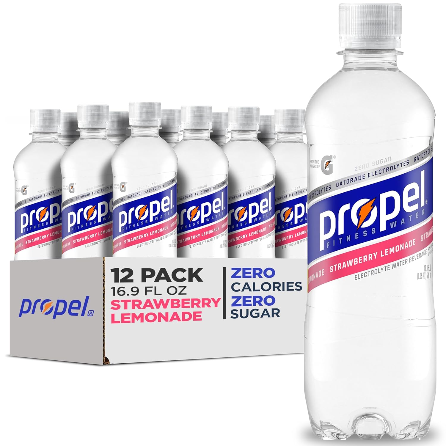 Propel Electrolyte Enhanced Water Sports Drink, Strawberry Lemonade Flavor, 16.9 fl oz Bottles, 12 Pack Retailxpres