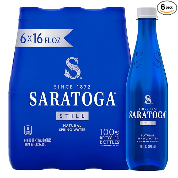 Saratoga Spring Water Bottles, 6 Pack – Still Bottled Water – Recycled PET Plastic Bottles – 16 Fl Oz Retailxpres
