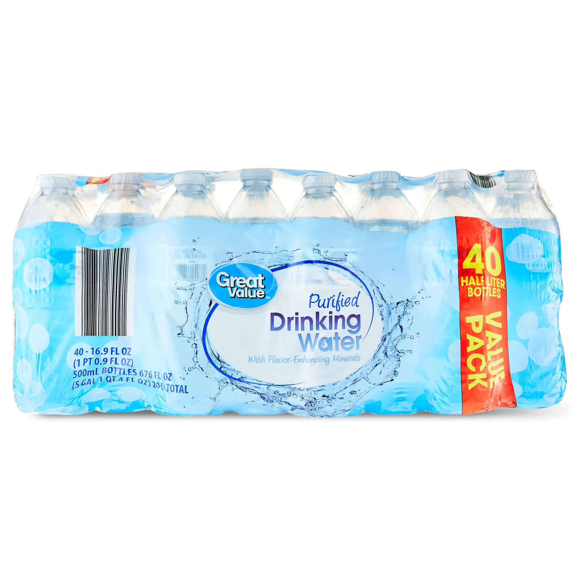 Great Value Purified Drinking Water, 16.9 Fl. Oz., 40 Count Retailxpres