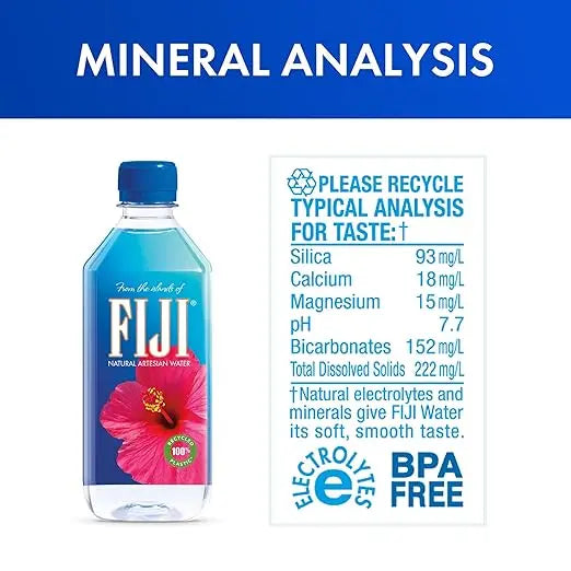 FIJI Natural Artesian Bottled Water 500 mL / 16.9 Fl Ounce (Pack of 6) - 100% Recycled Plastic Retailxpres