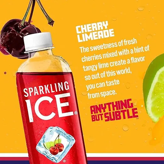 Sparkling Ice, Cherry Limeade Sparkling Water, Zero Sugar Flavored Water, with Vitamins and Antioxidants, Low Calorie Beverage, 17 fl oz Bottles (Pack of 12) Retailxpres