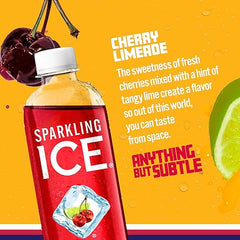 Sparkling Ice, Cherry Limeade Sparkling Water, Zero Sugar Flavored Water, with Vitamins and Antioxidants, Low Calorie Beverage, 17 fl oz Bottles (Pack of 12) Retailxpres
