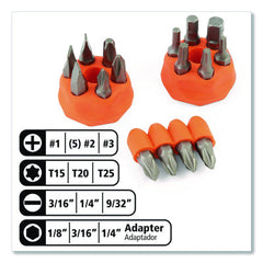 Great Neck Ratcheting Screw/Nut Driver Set, 34-Piece, Hex/Phillips/Slotted/Star Bits, Metric/SAE Sockets, 8" Long, Yellow/Black Handle (GNS92018) Retailxpres