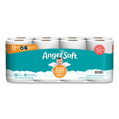 Angel Soft Mega Toilet Paper, Septic Safe, 2-Ply, White, 320 Sheets/Roll, 16 Rolls/Pack (GPC7942301) Retailxpres
