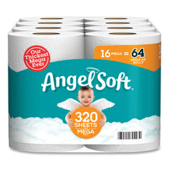 Angel Soft Mega Toilet Paper, Septic Safe, 2-Ply, White, 320 Sheets/Roll, 16 Rolls/Pack (GPC7942301) Retailxpres