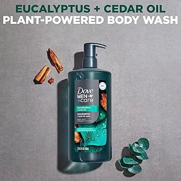 DOVE MEN + CARE Body Wash Eucalyptus & Cedar Oil Plant-Based Moisturizing Body Wash for Men, 26oz Retailxpres