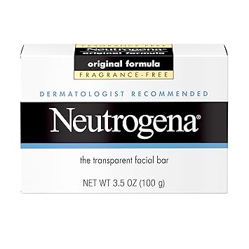 Neutrogena Original Amber Bar Fragrance-Free Facial Cleansing Bar with Glycerin, Pure & Transparent Gentle Face Wash Bar Soap, Free of Harsh Detergents, & Dyes, Hypoallergenic, 3.5 Oz