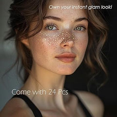 Glitter Freckles Face Tattoo - 24PCS Waterproof Gold Temporary Sparkle Patches for Women, Glow Up Makeup (Gold)