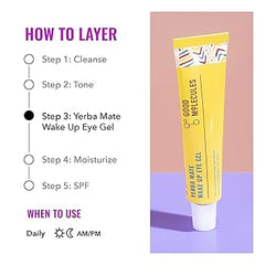 Good Molecules Yerba Mate Wake Up Eye Gel - Hydrating Under Eye Gel Cream with Hyaluronic Acid and Caffeine - Target Dark Circles and Puffiness - Skin Care for Face