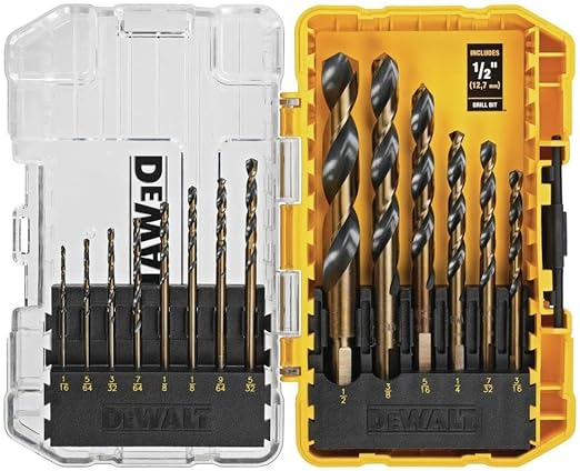 DEWALT Drill Bit Set, 3-Flats Shank,14-Piece, 135 Degree Split Point, for Plastic, Wood and Metal (DWA1184)