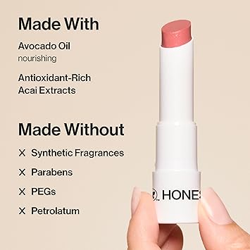 Honest Beauty Moisturizing Vegan Tinted Lip Balm | Antioxidant-rich Acai Extracts + Avocado Oil | Paraben Free + Cruelty Free | Plum Drop
