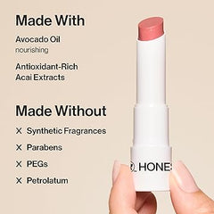 Honest Beauty Moisturizing Vegan Tinted Lip Balm | Antioxidant-rich Acai Extracts + Avocado Oil | Paraben Free + Cruelty Free | Plum Drop