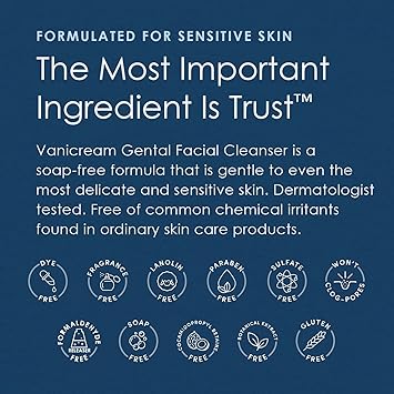 Vanicream Gentle Facial Cleaner, 2.5 Fl Oz, Formulated without Common Irritants for Sensitive Skin, Removes Makeup, Dirt & Excess Oils, Non-Comedogenic, pH-Balanced Face Wash