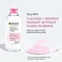 Garnier Micellar Water, Hydrating Facial Cleanser & Makeup Remover, Suitable for Sensitive Skin, Vegan, Cruelty Free, 13.5 Fl Oz (400mL), 1 Count
