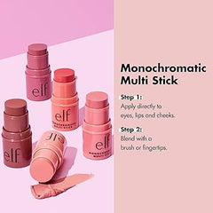 e.l.f. Monochromatic Multi Stick, Luxuriously Creamy & Blendable Color, For Eyes, Lips & Cheeks, Dazzling Peony, 0.17 Oz