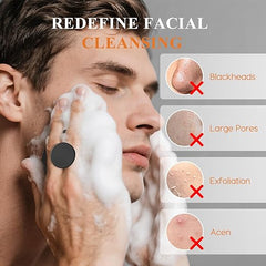 VWMYQ Silicone Face Scrubber for Men, Gentle Exfoliator Pad & Massager, Facial Cleansing Brush Silicone Face Wash Brush Removes Dead & Dry Skin (Black)